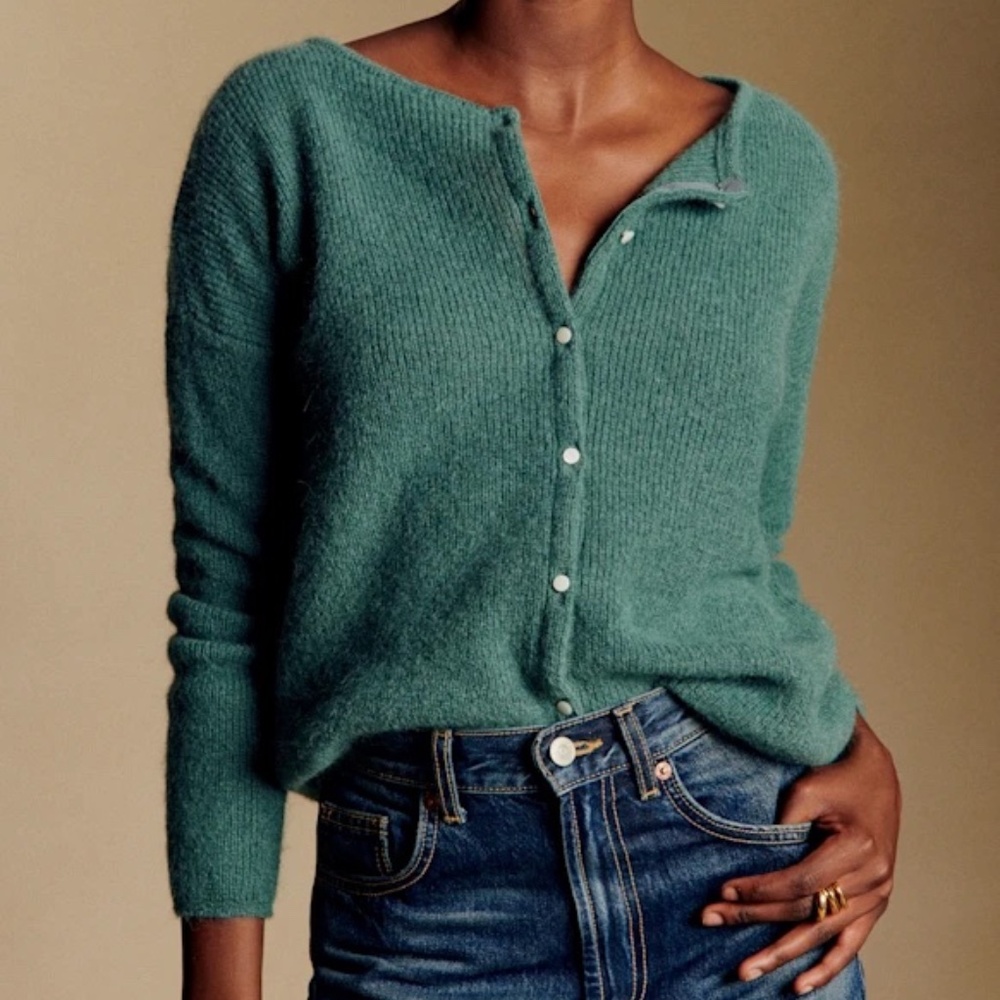 Sezane Gilet Gaspard - Cardigan Sweater in Sage/Turquoise - M